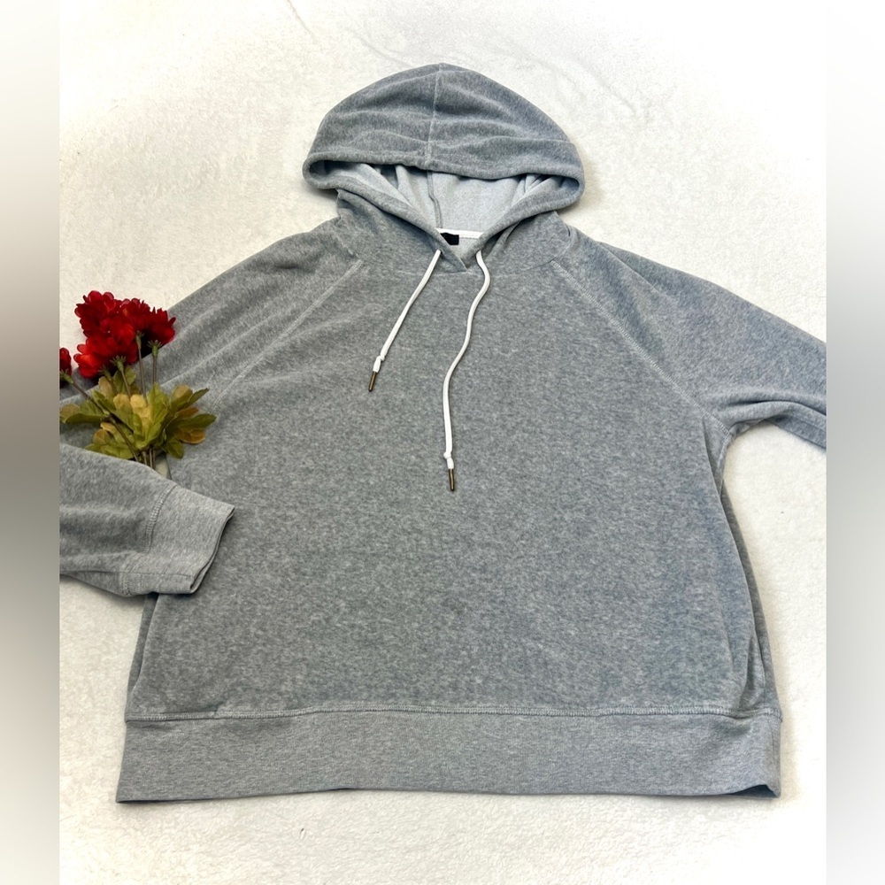 J. Crew Velour Crushed Velvet Hooded Sweatshirt - Medium